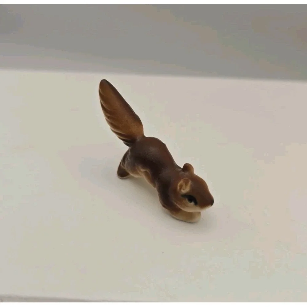 Vintage Miniature Bone China Brown Squirrel Figurine